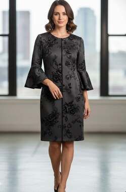 Gabby Skye Black Dress With Bell Sleeves